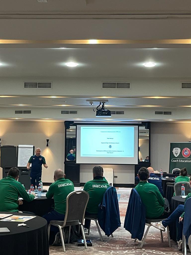 Excellent day today with <a href="/FAIreland/">FAIreland</a> @FAICoachEd @FAIGrassroots Coach Educators as part of the National Grassroots Coach Educator training. Great to be in person &amp; discuss <a href="/UEFA/">UEFA</a>  Adult Learning Principles and UEFA Interactive Approach to Coach Education handbook <a href="/CarltonDAirport/">CarltonDublinAirport</a>