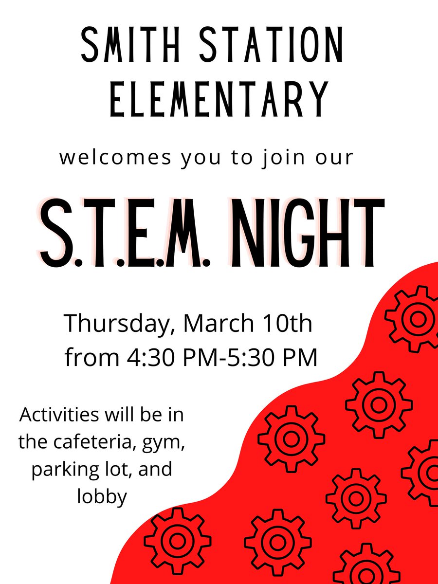 smith_station's tweet photo. Hi families! Smith Station will be hosting a S.T.E.M Night on Thursday, March 10th from 4:30-5:30. https://t.co/PAkXYMkRGX