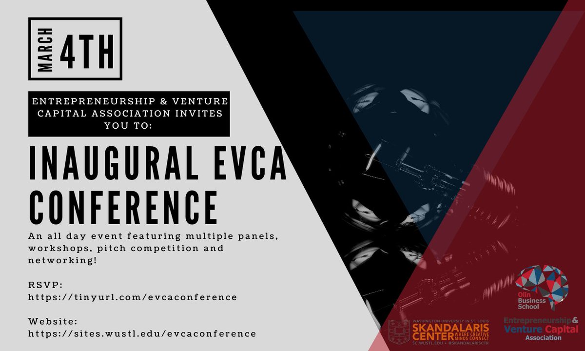 THIS FRIDAY we are hosting the inaugural Entrepreneurship and Venture Capital Association Conference in our UCity location.  Hosted by @WUSTL's MBA program and open to the public, it will include a morning of virtual events and in-person events afternoon. Link in bio to RSVP.