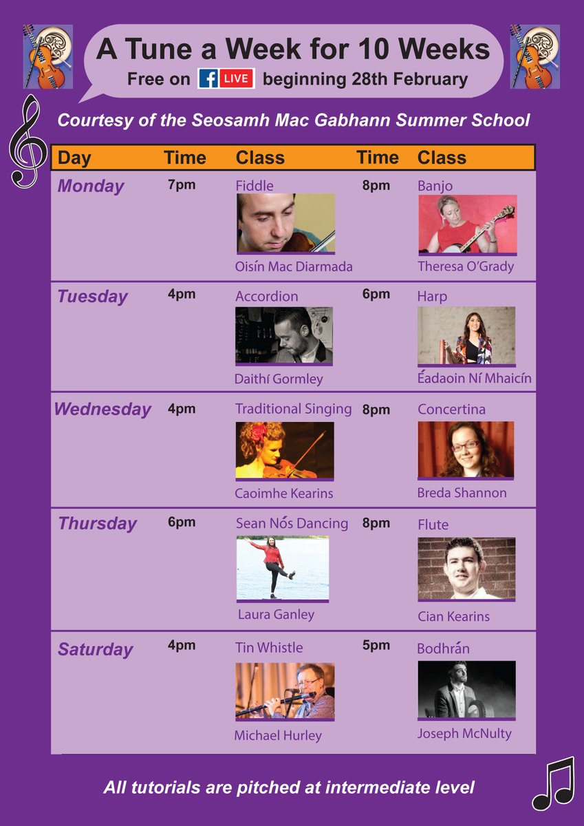 A Tune a Week for 10 Weeks courtesy of the Seosamh Mac Gabhann Summer School - Banjo Tutorial LIVE on our Facebook page now! 🎶🪕🎼