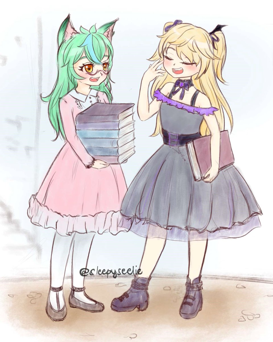 sleepyseelie's tweet photo. Kinda sorta made it to the last day 😅 This was supposed to be for Childhood and Friendship prompts. Babies who believe in fairytales ☺️ #Sucrose #Fischl #Sucrosesugar https://t.co/aEOIuq5XDM
