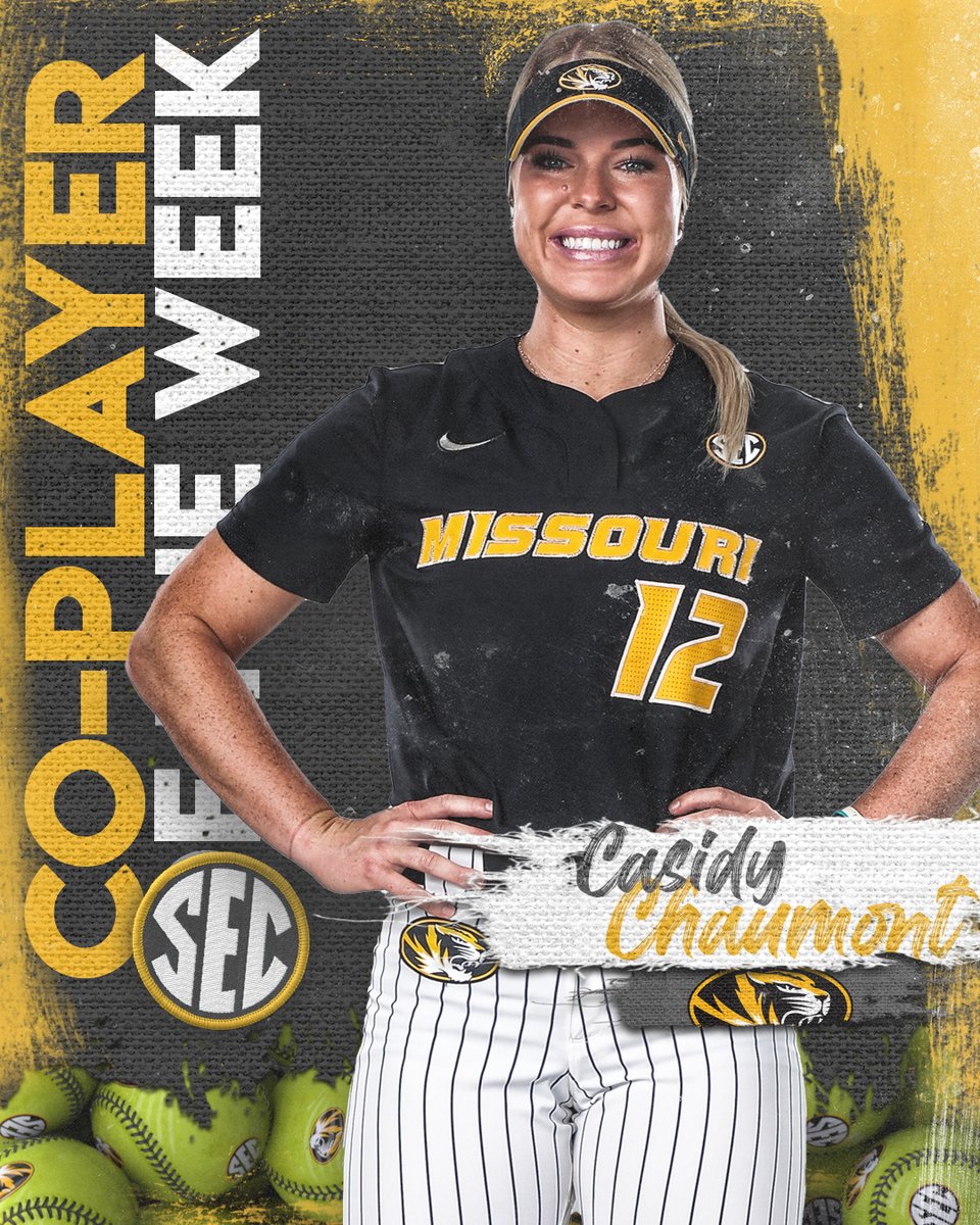 Southeastern Conference (@sec) on Twitter photo #SECSB 𝗖𝗼-𝗣𝗹𝗮𝘆𝗲𝗿 𝗼𝗳 𝘁𝗵𝗲 𝗪𝗲𝗲𝗸
Casidy Chaumont • <a href="/MizzouSoftball/">Mizzou Softball</a>
🥎 secsports.social/sb228 #SECSB 𝗖𝗼-𝗣𝗹𝗮𝘆𝗲𝗿 𝗼𝗳 𝘁𝗵𝗲 𝗪𝗲𝗲𝗸
Casidy Chaumont • <a href="/MizzouSoftball/">Mizzou Softball</a>
🥎 secsports.social/sb228