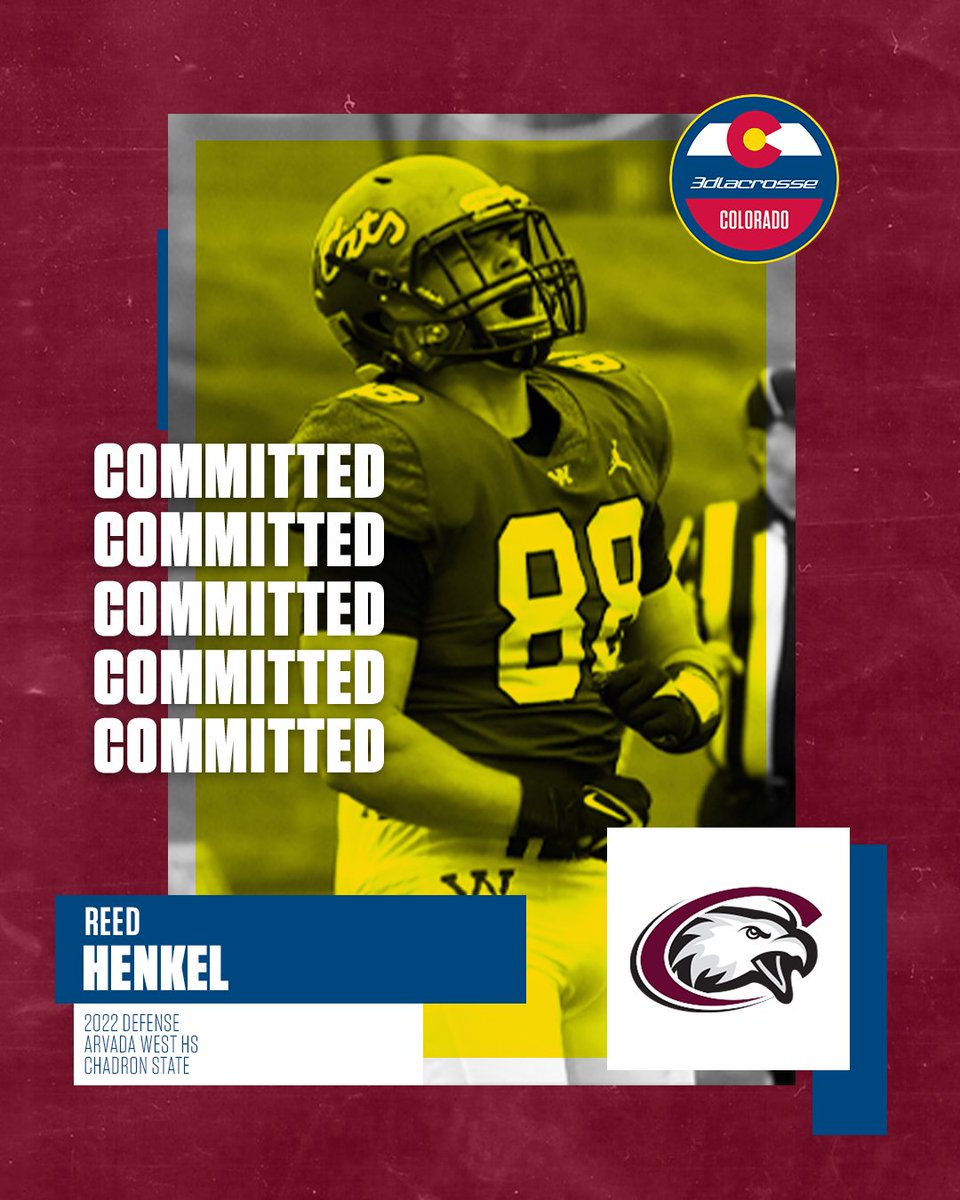 Congratulations to 2022 defenseman Reed Henkel (Arvada West HS) on his commitment to Chadron State to play football! #3don2 #3dfamily #3ddifference #3dcolorado