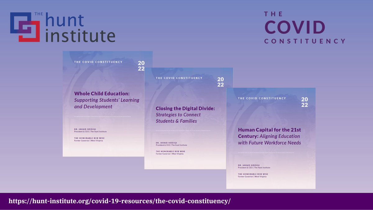 Hunt_Institute's tweet image. Our policy briefs on #wholechilded, #digitaldivide and #workforceprep are live! Through this work, @Hunt_Institute will continue to advocate for more equitable reforms in #education Learn more: ow.ly/7Qrz50I6bng
