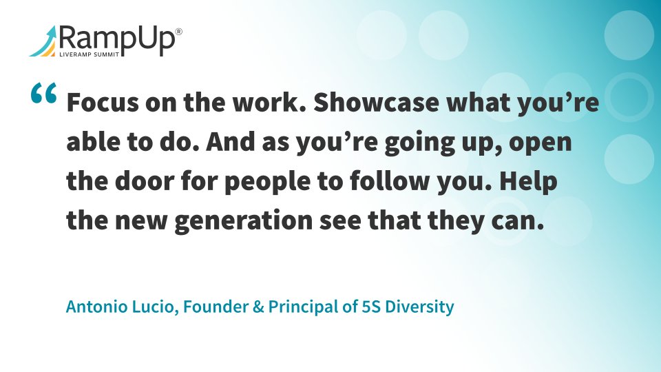 RampUp's tweet image. .@ajlucio5 joins @3rdGeers on the #RampUp22 stage to share his advice for how women and people of color can find success. ramp.click/RUhop-tw