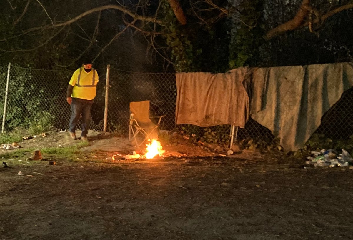 Tagged along on the annual Point-in-Time count in the pre-dawn darkness in Watsonville this morning, as did many others in our @LookoutSCruz team. One of the things we found was a campfire with no one tending to it.