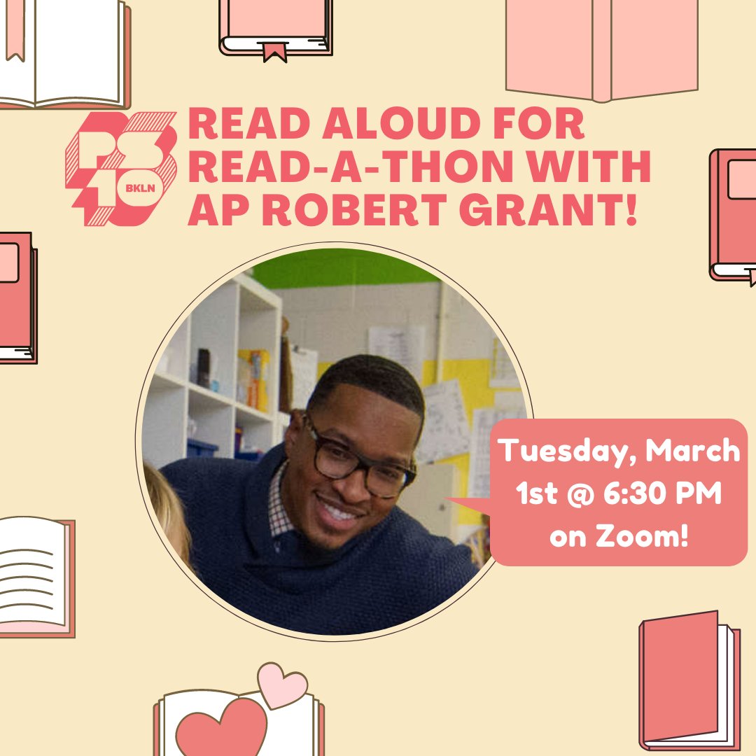 PS10Brooklyn's tweet photo. π Tune in for a read aloud with Mr. Grant on Tuesday, March 1st @ 6:30 PM! Minutes count toward your read-a-thon totals! Zoom details on Konstella π #ps10bk https://t.co/ydiJWd7UHu