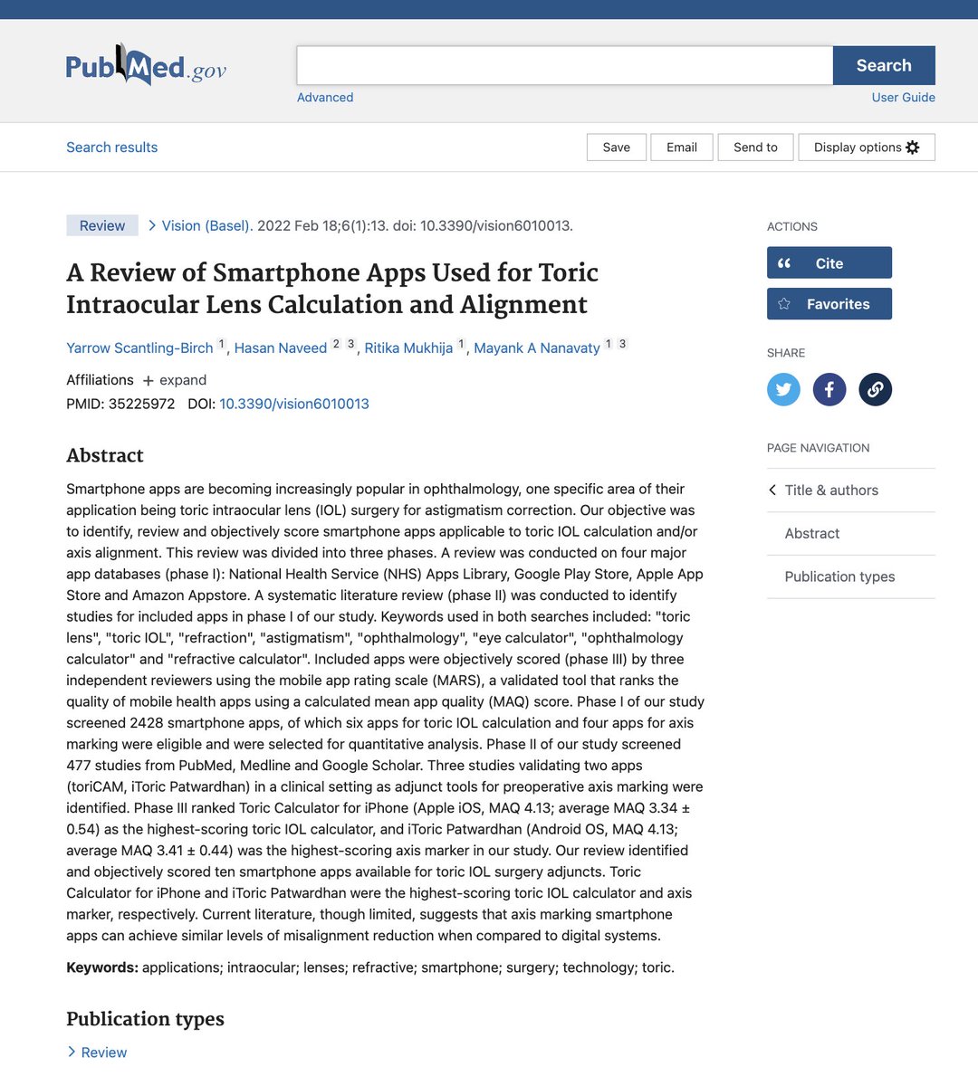 Axis marking smartphone apps can achieve similar levels of misalignment reduction when compared to digital systems. All this in our review lnkd.in/eKBrg5Xd. Thanks to <a href="/YaroooSB/">Yarrow SB</a>  @DrHNaveed; <a href="/dr_ritika_eye/">Ritika Mukhija</a>. <a href="/UKISCRS/">UKISCRS</a>; <a href="/RCOphth/">Royal College of Ophthalmologists</a>; <a href="/ESCRSofficial/">ESCRS</a>; <a href="/ASCRStweets/">ASCRS</a>; <a href="/aao_ophth/">American Academy of Ophthalmology</a>