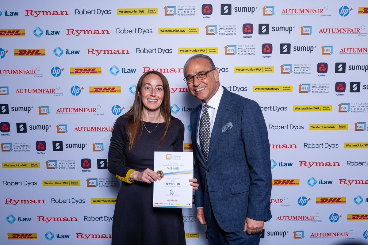 Sports4Tots's tweet image. 🎉🥂 WINNER’S 🎉🥂

🙌🏽 We are so proud to be named as one of @TheoPaphitis Small Business Sunday Winners. To be recognised by a business icon feels extra rewarding! 

👏🏼 Congratulations to our fellow #SBS winners 

#Sports4Tots #SBSEvent2022 #sbswinnershour