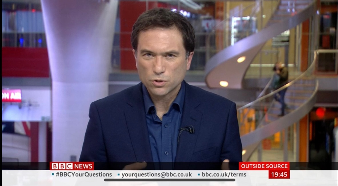 Puckane's tweet image. .@BBCRosAtkins and @BBCOS swiftly dissecting a series of deliberately misleading comments made by the Russian ambassador to the UN, during a live broadcast. Bullshit slaying of the highest order. Brilliant. #Ukraine