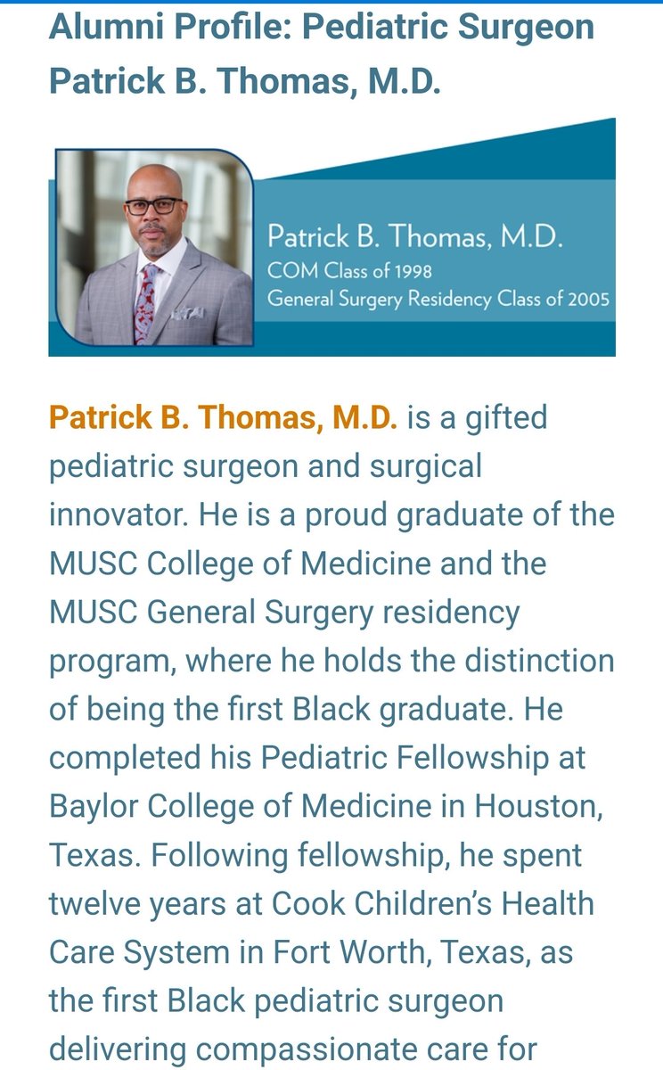 Sometimes the past is not so distant. Pat Thomas was the first black student I saw go into surgery. Seeing him in that space let me know that it was possible. I hope to provide that same motivation those that see me walking these halls
<a href="/MUSC_COM/">MUSC College of Medicine</a> <a href="/MUSCGenSurg/">MUSC General Surgery Residency</a>