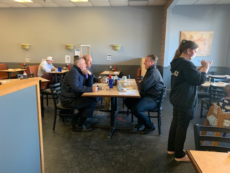 NorfolkSheriff's tweet photo. Sheriff McDermott stopped by Kelly's Place in #Canton to chat w/ residents about public safety &amp; NCSO community programming. He was joined by State Rep Bill Galvin &amp; Stephanie Simeon of the Canton DEI Committee.

To see upcoming Coffee events, visit https://t.co/HrI1MjwkWZ https://t.co/jAfC6967JS
