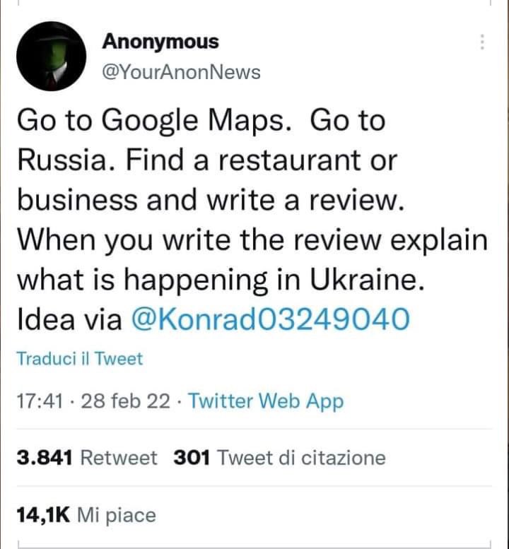123epoli's tweet photo. Io questo favore ad #Anonymous, lo farei. Facciamo girare il più possibile #UkraineRussiaWar #UkraineInvasion #PutinWarCriminal  #StopWarInUkraine https://t.co/cPsQdhgNIe