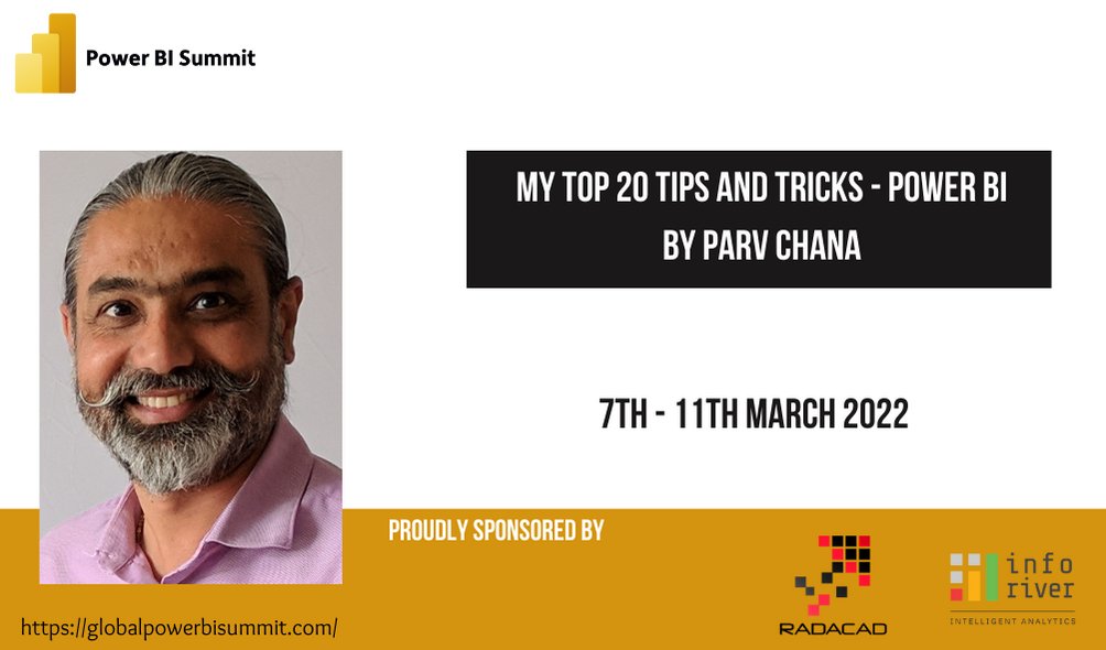 📣 See Parv Chana at #Power BI Summit 2022!
<a href="/parvchana/">Parv Chana 🥇MVP 📊Power BI Consultant</a> 
globalpowerbisummit.com
#RADACAD #Inforiver #PowerBISummit #PowerBI