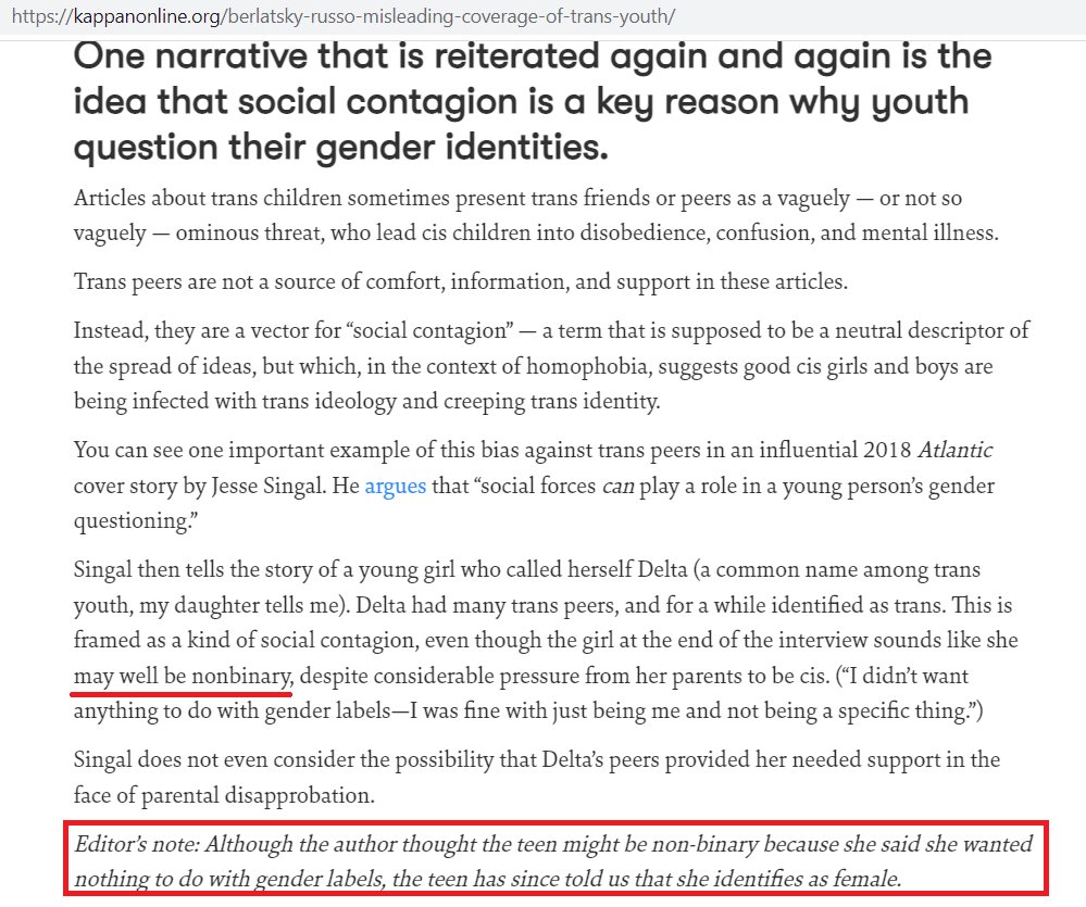 jessesingal's tweet photo. 1/ Noah Berlatsky tried to retrans one of the detransitioners I interviewed and I had to waste an annoying amount of time connecting his editor, @alexanderrusso, to her just to get this editor's note. It's extremely gross Berlatsky did this, even by his standards. https://t.co/2VaYs0EZxS