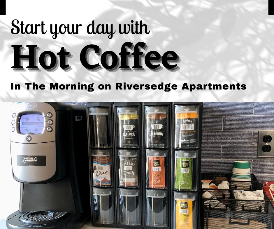 Have you tried out our coffee/tea station? We have a great selection of hot coffee from Morning Roast, French Vanilla, or Hazelnut. Or how about a specialty tea: select green, lemon, or chai spice.
#riversedge #livelovelincoln #lincolnpropertycompany #lpcne