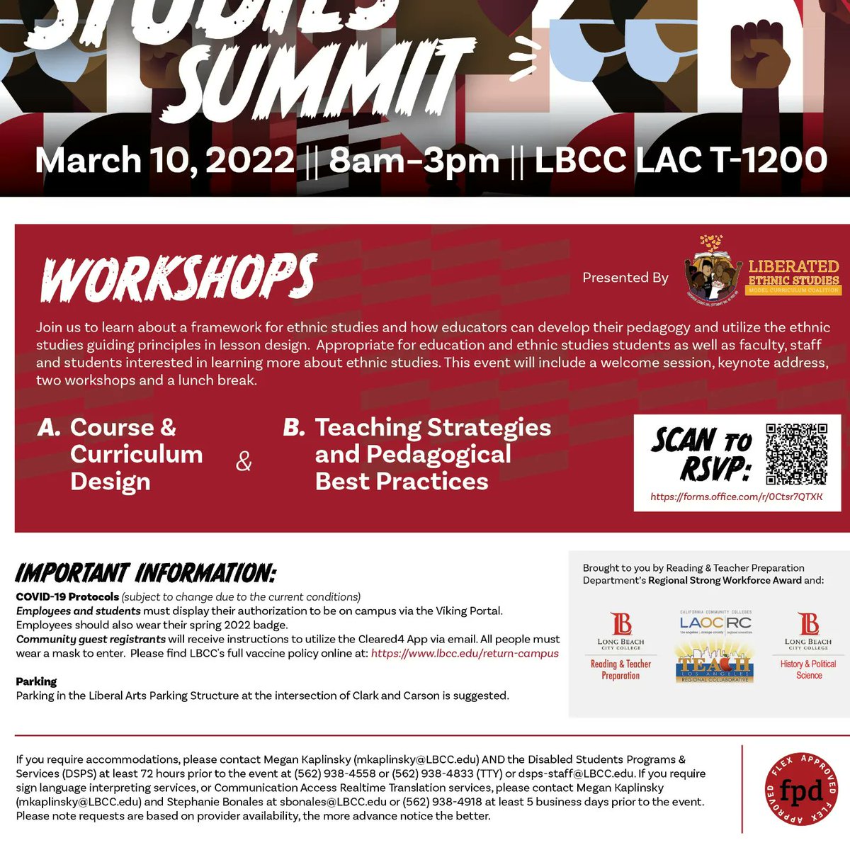 LBCCReadingDept's tweet photo. RSVP for the K-12 Ethnic Studies Summit! Join us to learn about a framework for ethnic studies &amp; how educators can develop pedagogy &amp; utilize ethnic studies principles in lesson design. ALL are welcome!   Especially those interested in education/making community social change! https://t.co/Q0ECS1WnQ7