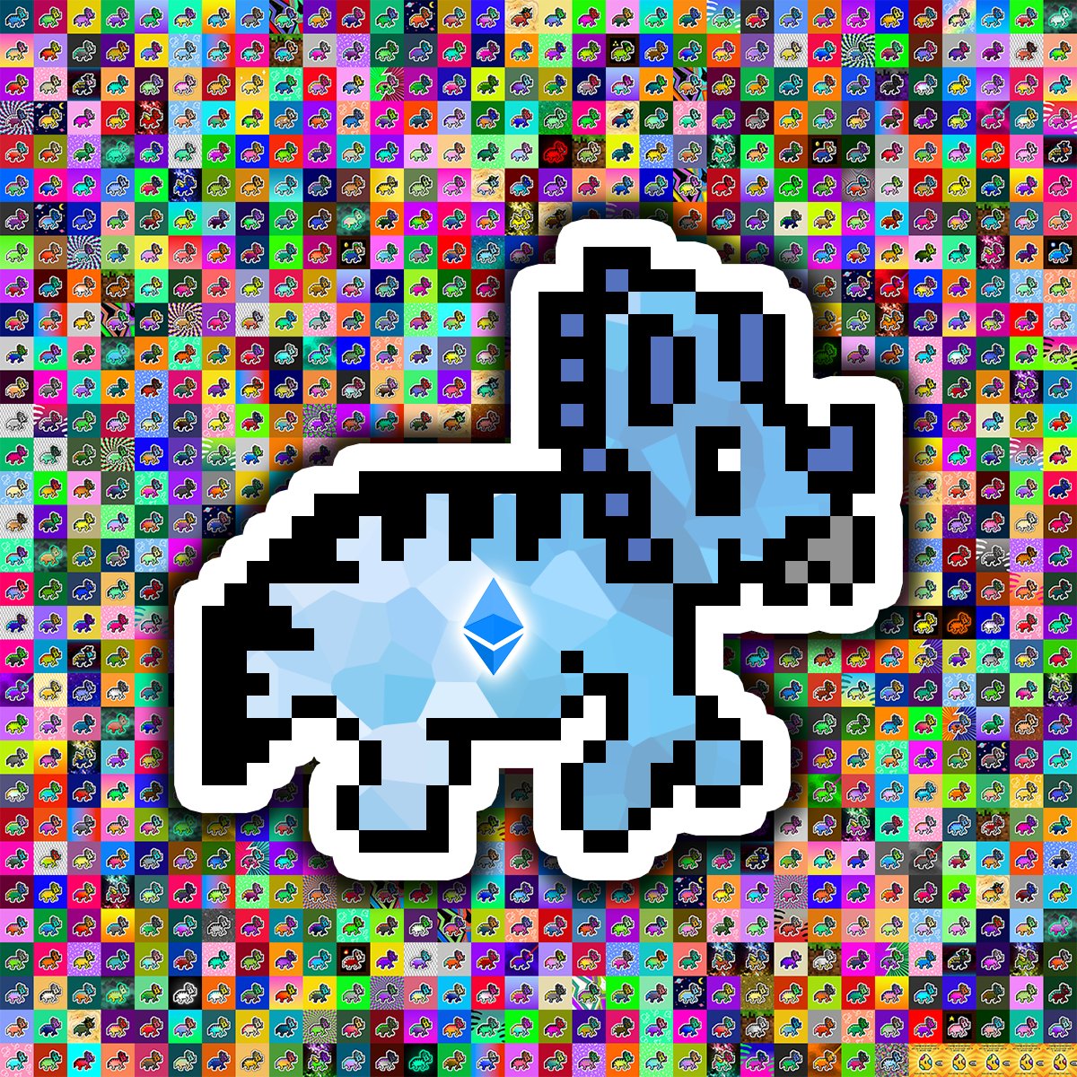 PixelSaurus's tweet photo. TOMORROW, 1 of you will mint this 1:1000 PixelSaurus Tri Mythical Rare, which features all 1000 designs. 😱

The Bronto Mythical recently sold on #OpenSea for 1ETH!

YOU could mint this for just 0.05 in our presale mint tomorrow! #NFT #AdoptASaurus

🔗 https://t.co/MhGyUSfkpv https://t.co/v5kTB92vJa