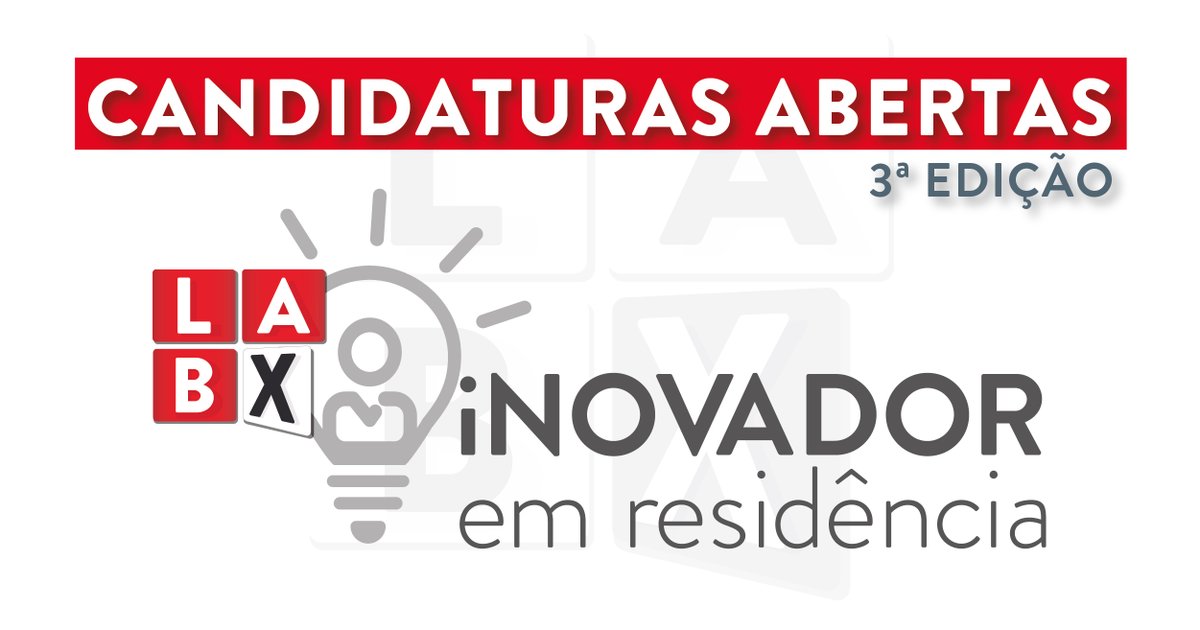 LabX_govpt's tweet photo. Estão abertas as candidaturas para ser um "Inovador em Residência" até dia 25 de março. Esta iniciativa enquadrada no #ProgramaTransformar, mantém o propósito de promover a transferência de competências de inovação.
Mais informações: https://t.co/rtqfOmhVj8 https://t.co/VkQ95B1PkT