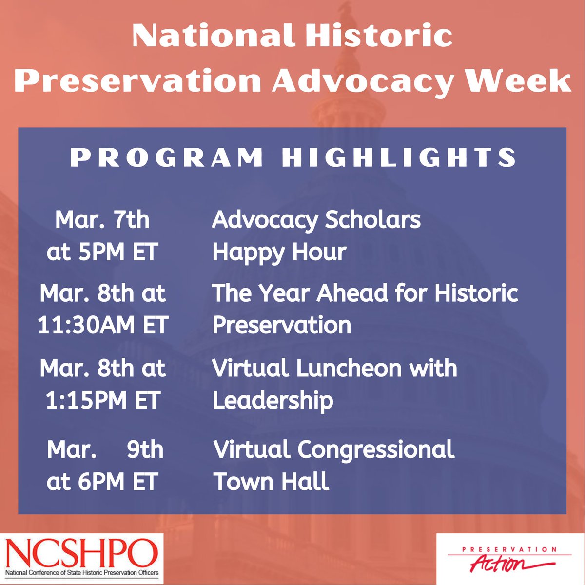 PreservationAct's tweet photo. Don’t miss all the action happening next week during National Historic Preservation Advocacy Week!

It’s not too late to register! https://t.co/ypqiR85GwP

@NCSHPO @SavingPlaces @NTCIC #presadvocacy2022 #preservationvirtualhill https://t.co/Xg7xchobjY