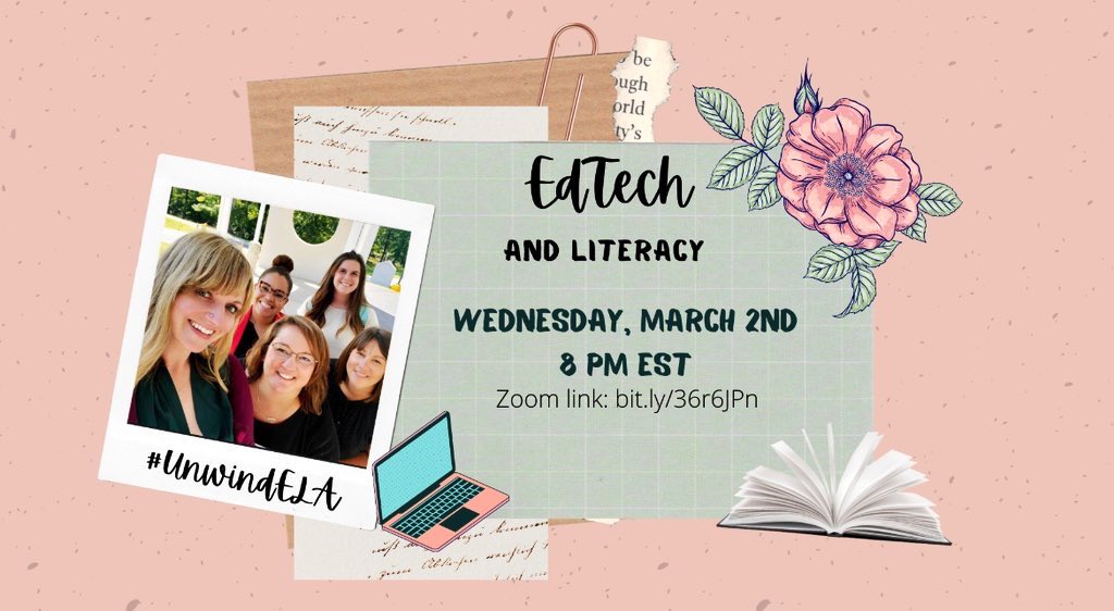 Happy Monday! Looking for a laidback and fun space to network and chat about literacy? Come join us for this month’s #unwindELA chat! Get comfy, grab your favorite snacks and beverages and let’s talk about #edtech 💻 and #literacy 📚

#SoR #edutwitter #teachertwitter
