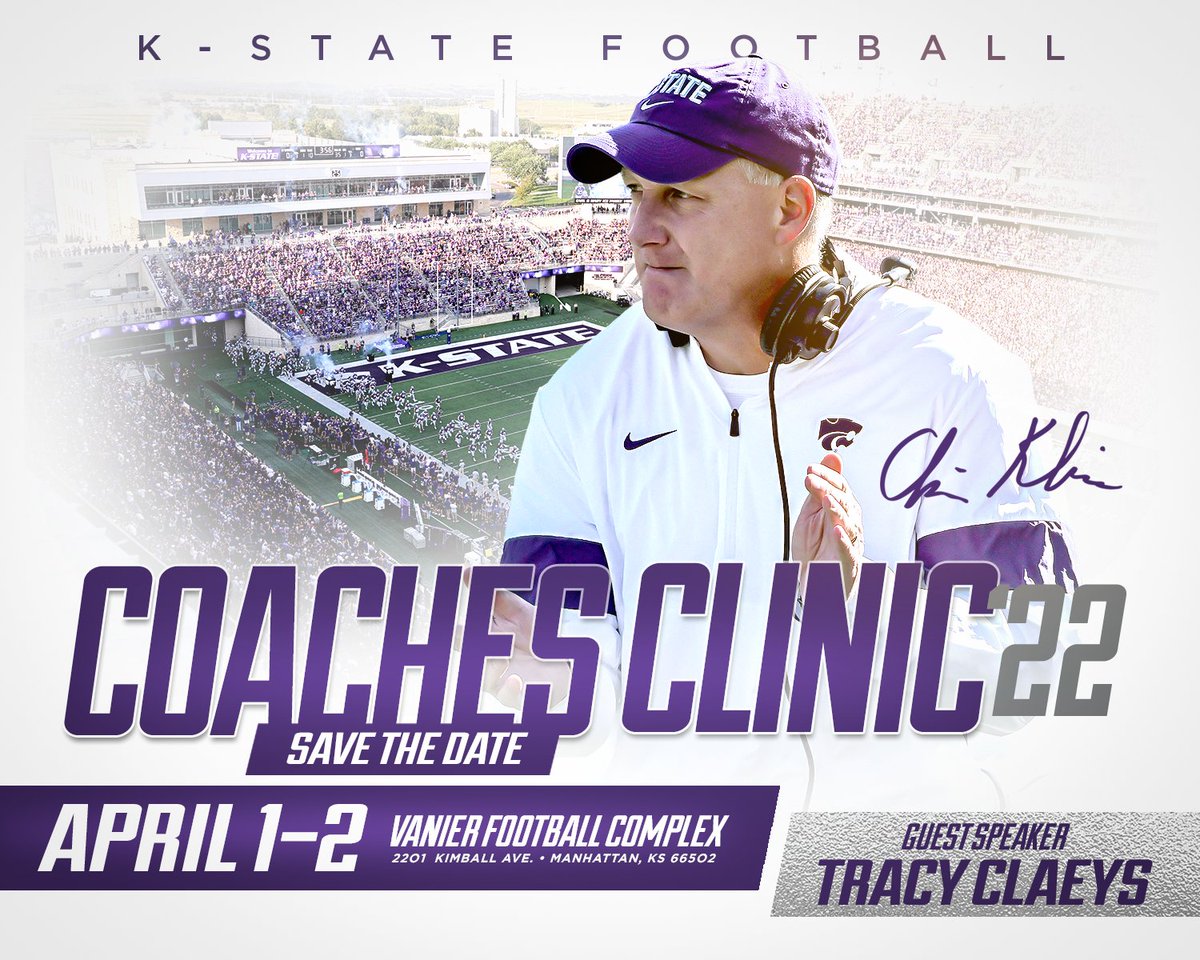 SAVE THE DATE 🗓

April 1 &amp; 2 for the ’22 Coaches Clinic, hosted by <a href="/CoachKli/">Chris Klieman</a> and the coaching staff