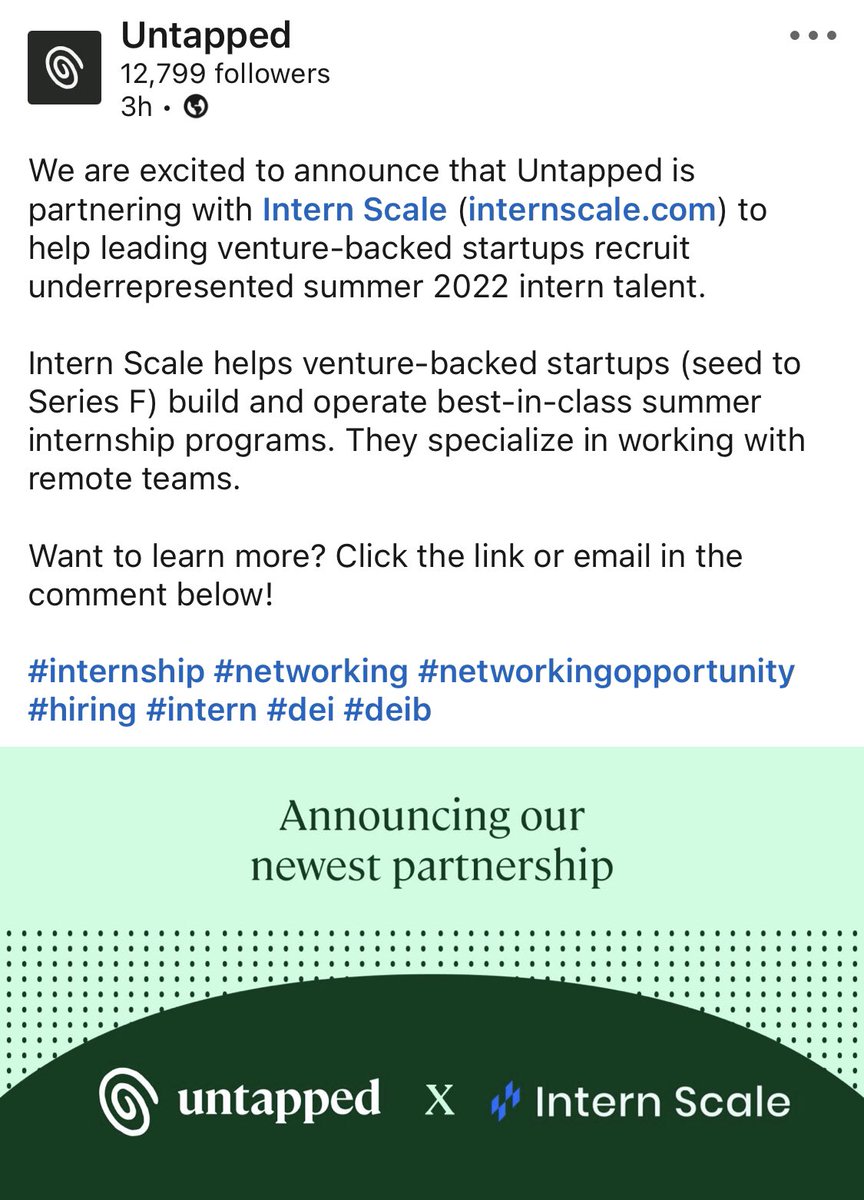 internscale's tweet image. Super excited to announce our newest partnership with @joinuntapped !!