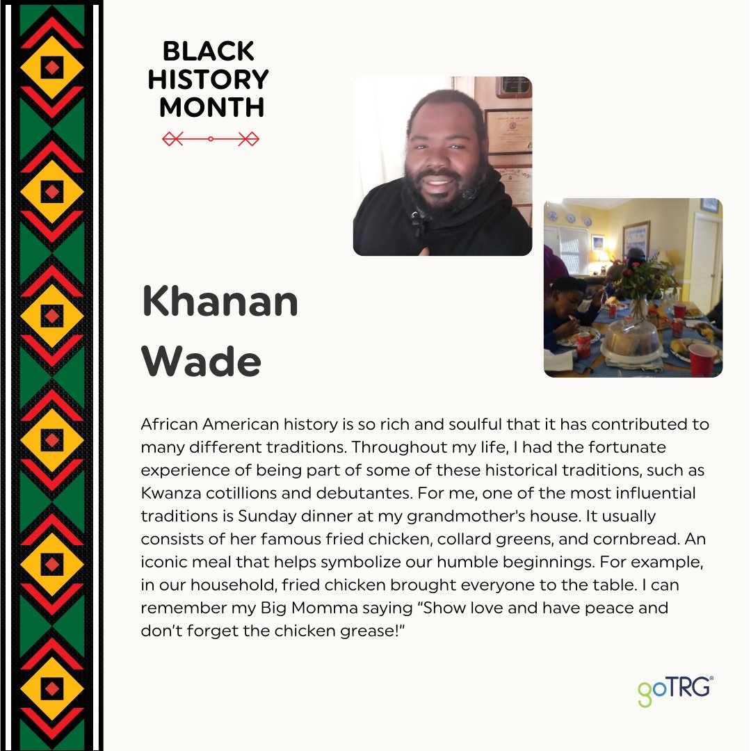 letsgotrg's tweet image. #BlackHistoryMonth may be coming to a close, but the impact, wisdom, and legacy of black leaders, families, friends, and teammates continue to inspire all of us.
Earlier this month, we asked our #goTRG teammates to share what makes them proud of their black heritage and culture.