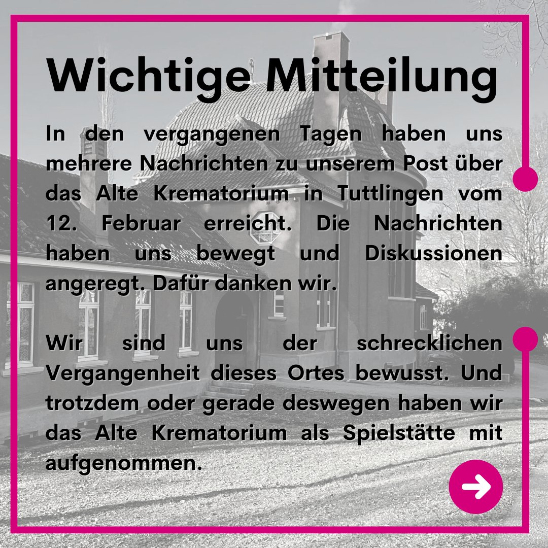 DbueWettbewerb's tweet photo. Wir glauben, dass Kunst im Dienst der Gesellschaft stehen sollte, und als D-bü Team halten wir es für wichtig, diese Reflexion zu teilen.
#dbue #wettbewerb #reflexion #kunst #konzert #dbue2022 #musik #neuekonzertformaten #spielorte #alteskrematorium #gedächtnis https://t.co/IEBb61vX5C