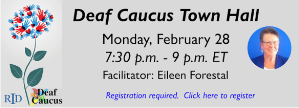 ASLinterpretIC's tweet image. Come and join RID tonight at the Deaf Caucus Town Hall! 

For more information: rid.org/february-28-de…