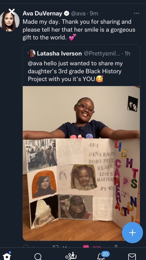 Imagine Kennedy's surprise when Ava DuVernay responded to the Black History Month project she created! #ElevateExcellence