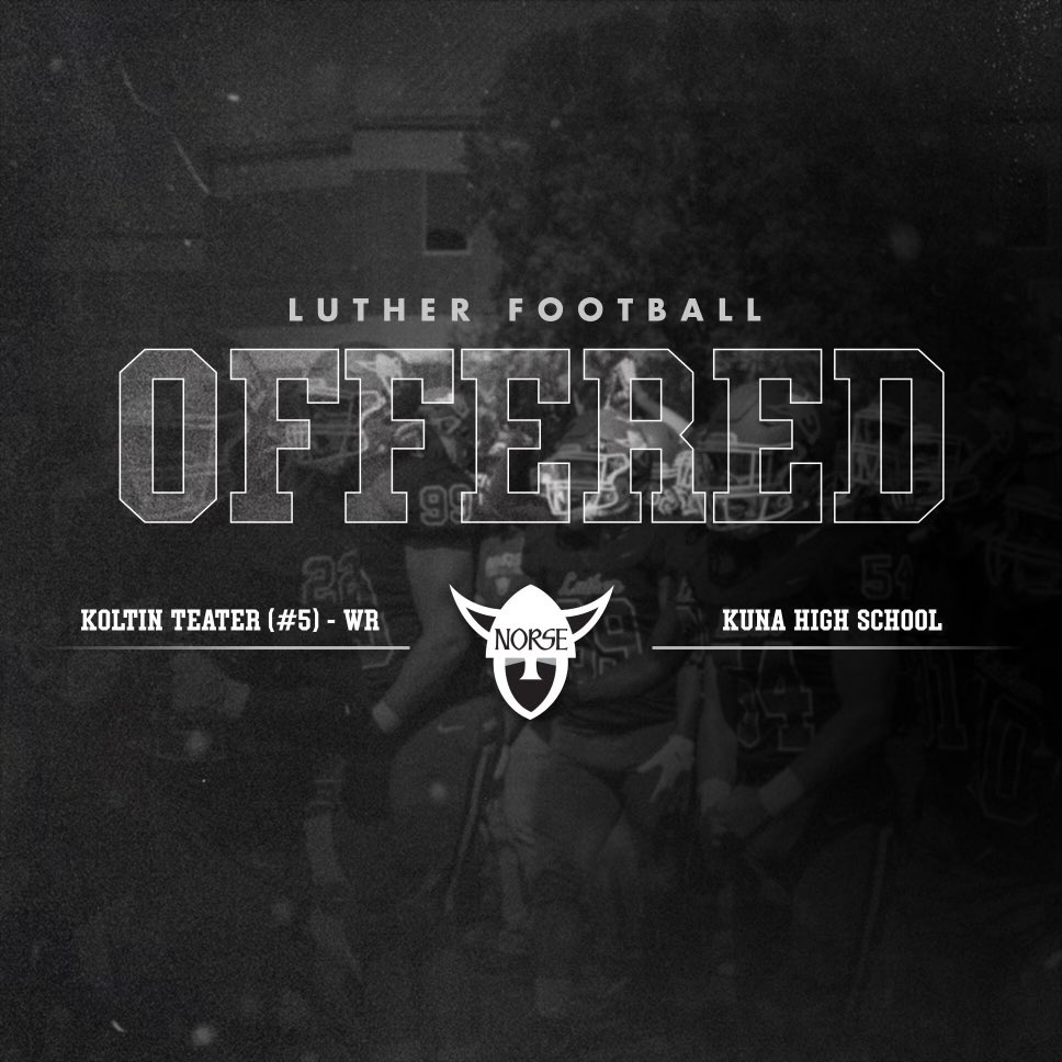 KoltinTeater's tweet photo. Extremely blessed to receive an offered from Luther College! @Coach_T_Souza @CoachTroche56 @LutherFootball https://t.co/hhgu2xJAwU