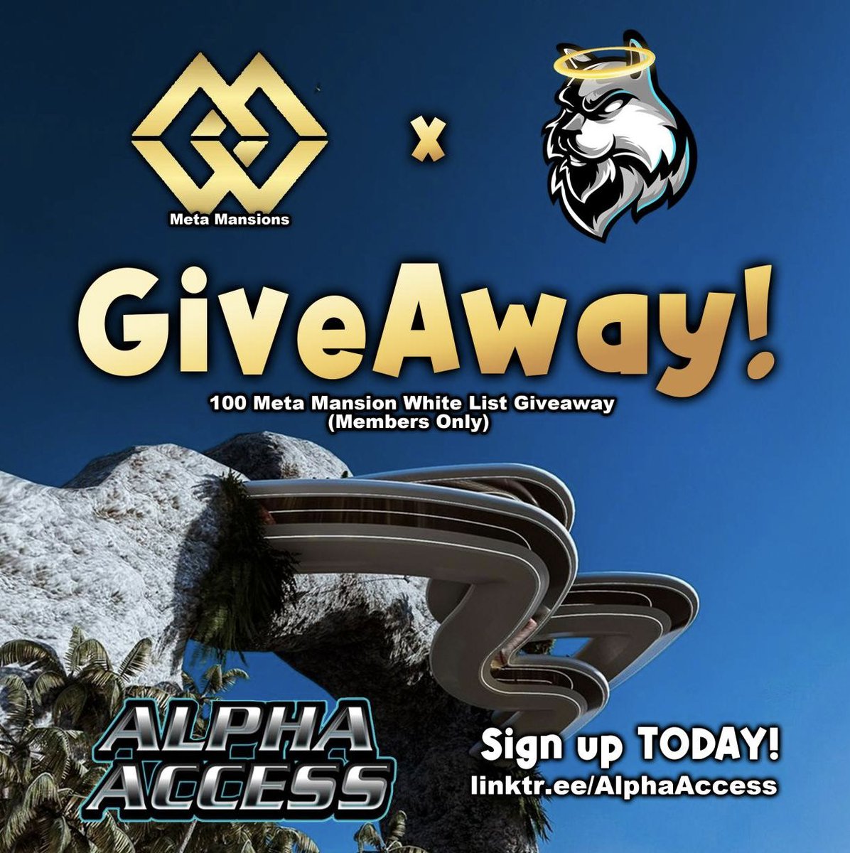 AccessAlphaHere's tweet image. @MetaMansionsNFT x @AccessAlphaHere Whitelist Giveaway Wednesday March 2nd

- Giving away 100 Whitelist Spots to Meta Mansions
- Giving away 1000 $KEYS to 20 people that like, comment, and retweet
- 1 Lifetime Alpha Access Membership
- 3 x 1 month Alpha Access Membership
