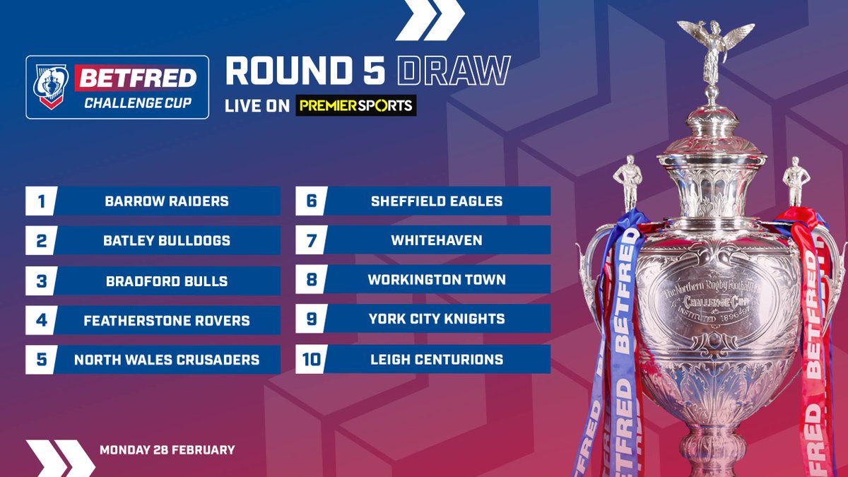 🎱 The all-important confirmed ball numbers for the <a href="/Betfred/">Betfred</a> #ChallengeCup Round 5 Draw!

📺 Coming right up on @PremierSportsTV...
