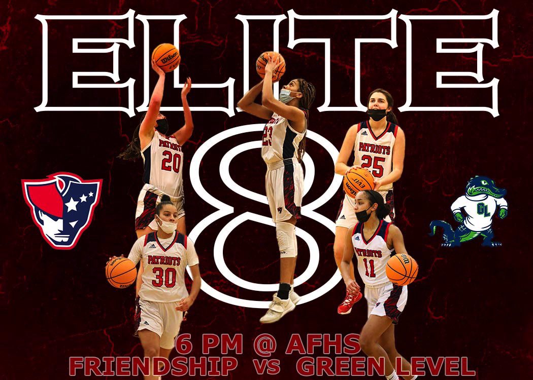 The girls are playing at home in the Elite 8 vs Green Level tomorrow at 6 p.m. **The first 50 students will get in free at the gate with a student ID** Show up, stand up and get loud! #GoPats <a href="/colosians3231/">scott campbell</a> @AFHSPAC <a href="/AFHS_Cheer/">AFHS Cheer</a> <a href="/AFHSannounce/">AFHS_Announcements</a> <a href="/AFHS_AD/">AFHS_AD</a> @PatPitAFHS <a href="/AFHSPatriotsMBB/">Apex Friendship Patriots Basketball</a>