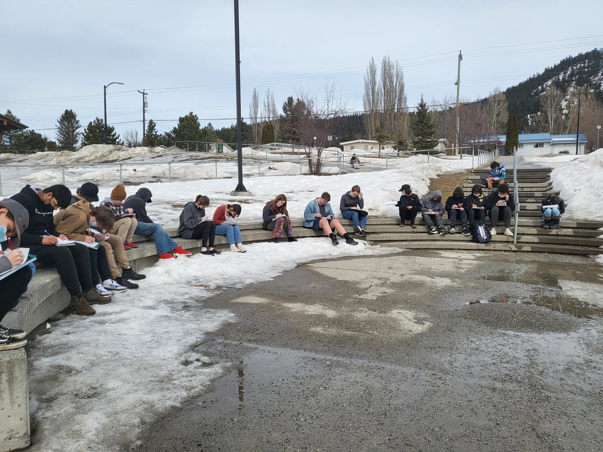 MysticMustang's tweet photo. It was a lovely day to take our creative writing activity outside. @SD27_CC #outdoorlearning https://t.co/extkjxU8mM