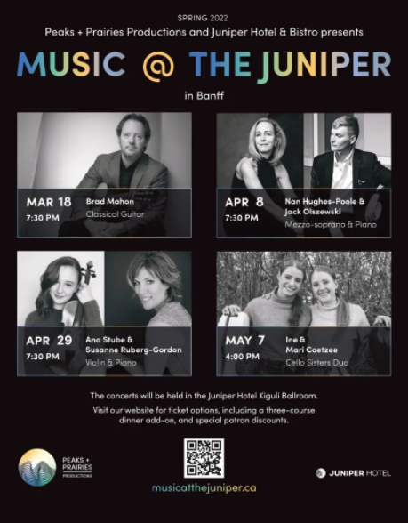We are thrilled to be working with @PeaksPrairies to host Music @ The Juniper this Spring💜
