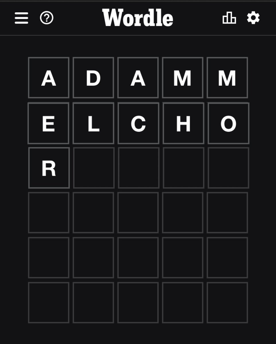 billcranley's tweet photo. @AdamMelchor Haven’t lost yet w/ this as my starter word https://t.co/pLpoKMErYa