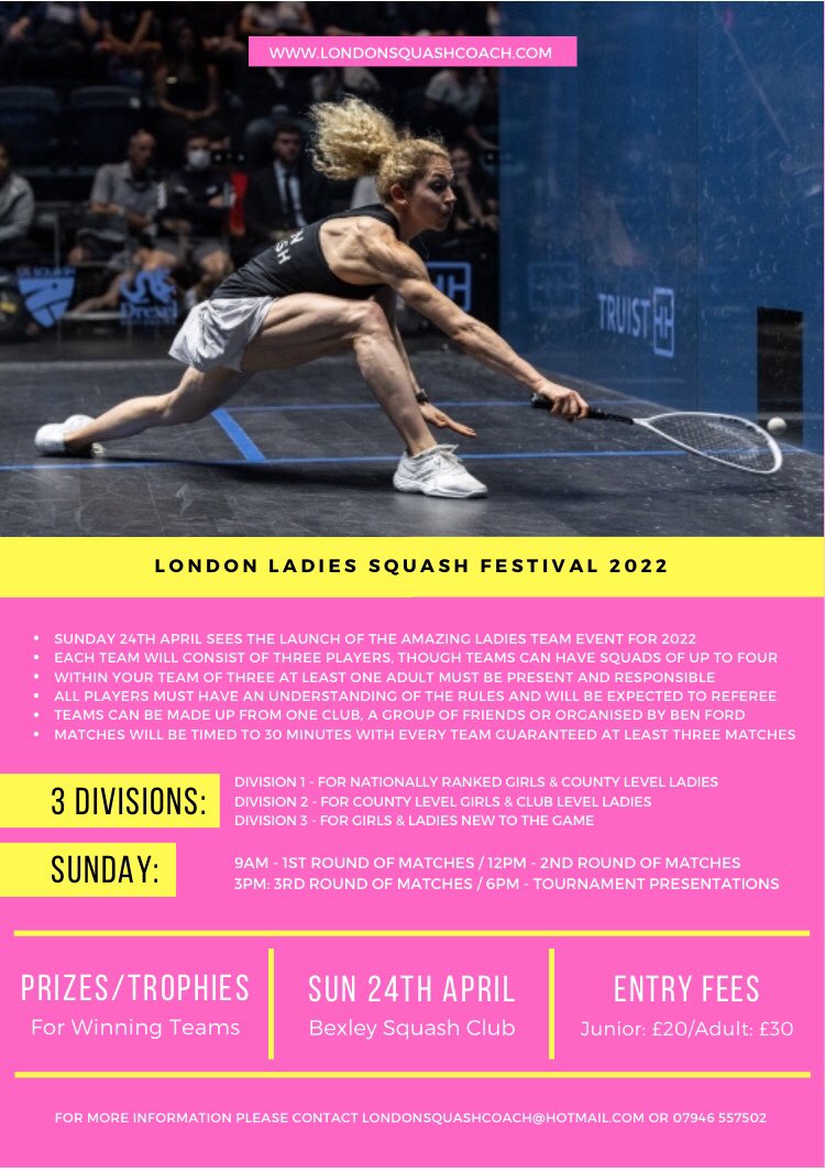 Londonsquashcoach (@ldnsquashcoach) on Twitter photo Who’s bringing a team? @LadiesSquash @SurreySquash <a href="/SussexSquashOrg/">sussexsquash</a> <a href="/Kent_SRA/">Kent Squash & Racketball Association</a> <a href="/MiddlesexSRA/">Middlesex SRA</a> <a href="/HytheCSC/">Hythe Cricket & Squash Club</a> <a href="/parklangleyclub/">The Parklangley Club</a> <a href="/ColetsHealth/">Colets Health and Fitness</a> <a href="/SquashSurbiton/">SurbitonSquash</a> Who’s bringing a team? @LadiesSquash @SurreySquash <a href="/SussexSquashOrg/">sussexsquash</a> <a href="/Kent_SRA/">Kent Squash & Racketball Association</a> <a href="/MiddlesexSRA/">Middlesex SRA</a> <a href="/HytheCSC/">Hythe Cricket & Squash Club</a> <a href="/parklangleyclub/">The Parklangley Club</a> <a href="/ColetsHealth/">Colets Health and Fitness</a> <a href="/SquashSurbiton/">SurbitonSquash</a>