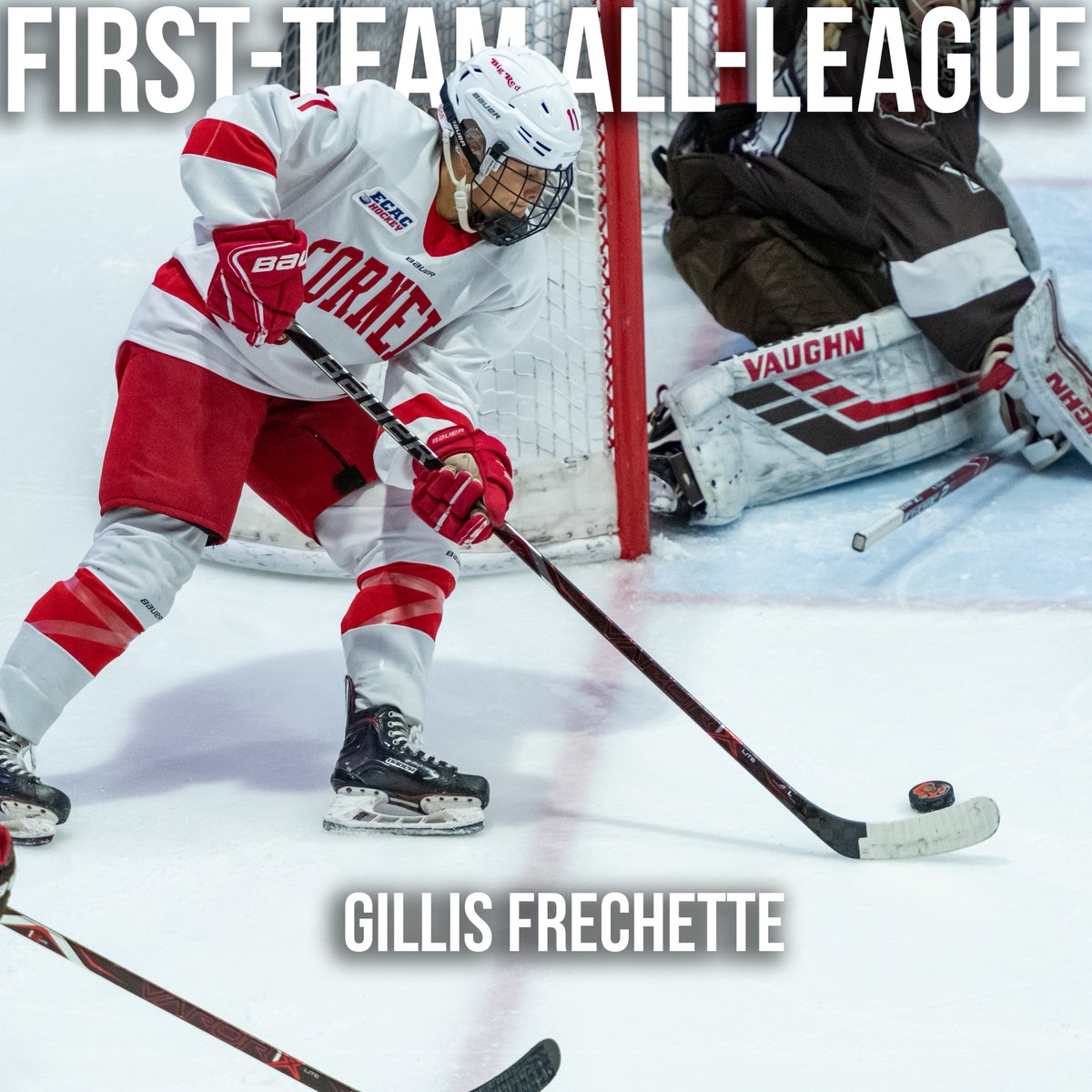 FIRST-TEAM 🏆

Gillis Frechette led all #ECACHockey skaters in scoring during league play, registering 36 points on 10 goals and 26 assists. She was extremely consistent, scoring in 18 of 22 games.

#ECACHockey | #YellCornell