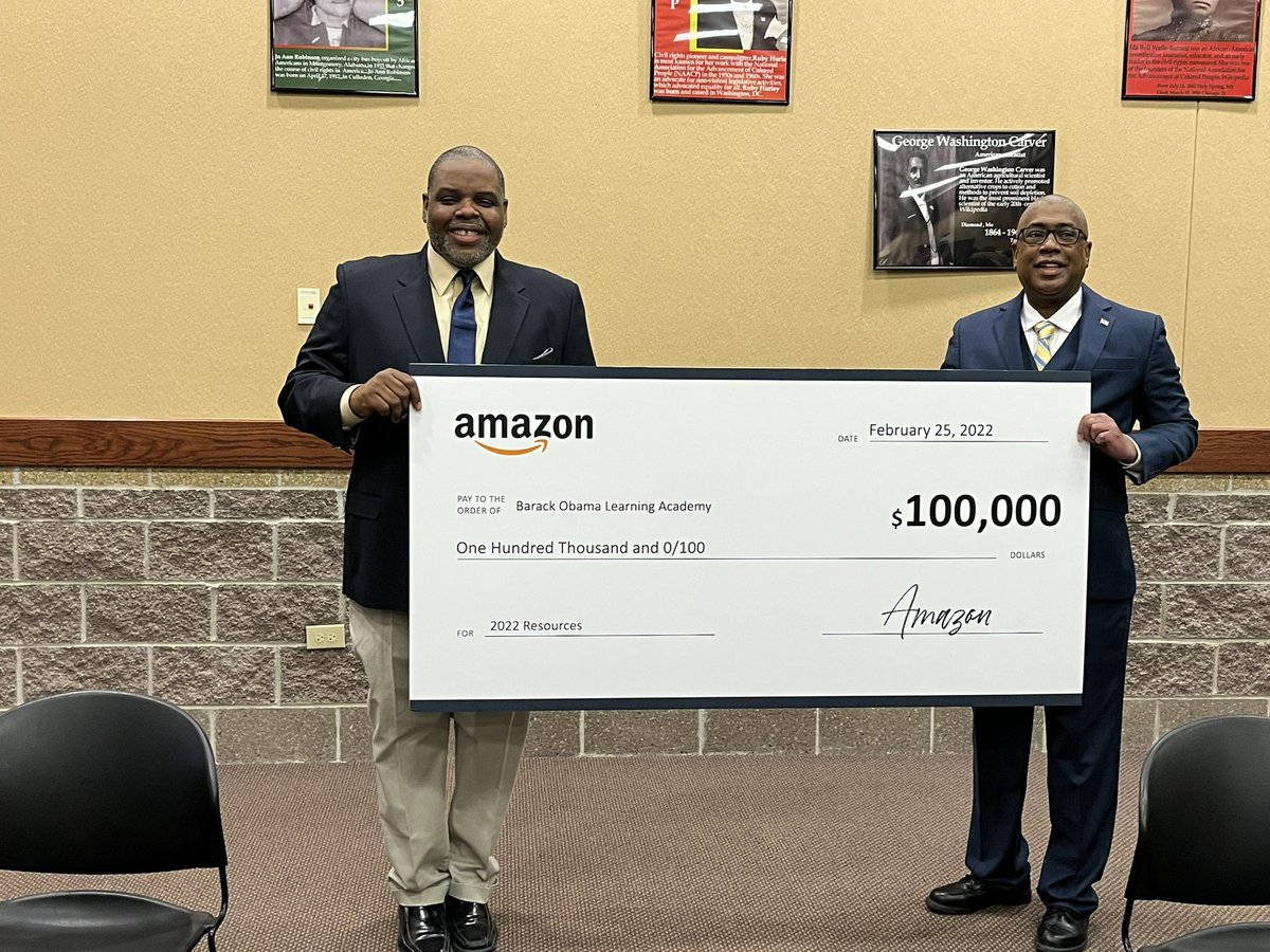 crest_5's tweet photo. We would like to thank Amazon for their generous donation to our Barack Obama Learning Academy! https://t.co/ovyamFCbX3