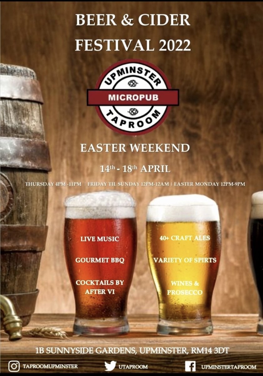 After a 2 year absence our Easter Festival is back, bigger and better!!! #beerfestival #easter #cider #cocktails #gin #bbq #upminster #beer #realale #craftbeer