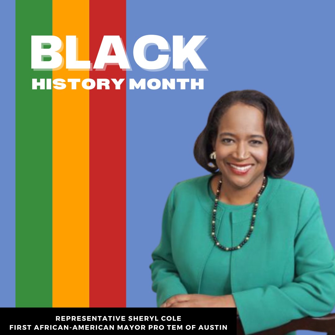 EAFconnect's tweet photo. Sheryl Cole has been a champion for civil rights &amp; greater economic opportunity for all. Not only was she the first African-American to serve as Mayor Pro Tem of Austin, but she was the first African-American woman to be elected to ATX City Council! #HERSTORY #BlackHistoryMonth https://t.co/tbrqAJg0cQ