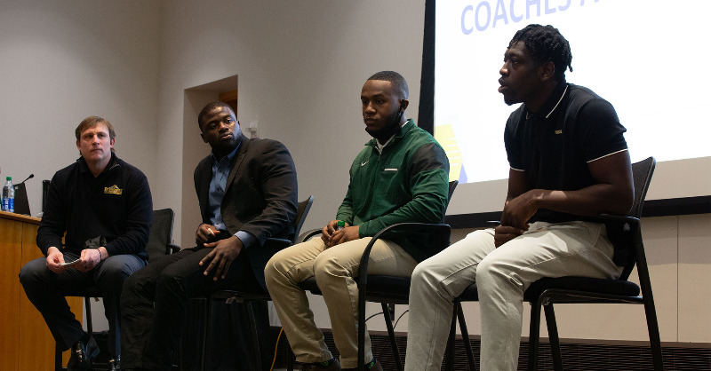 NCAA_PR's tweet photo. “Authenticity is the most important thing when it comes connecting with this generation.” 

NCAA and NFL Coaches Academy focuses on student-athletes through personal, professional development. #NCAALearnLead