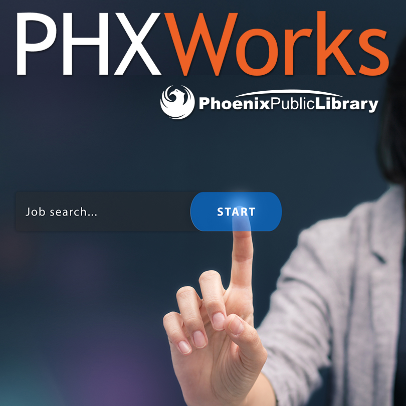 PhxLibrary's tweet photo. Get to Work w/PHXWorks! πΌ Check out virtual & in-person programs @ select library locations. Brush-up on workforce skills, meet w/featured employers, attend job fairs & more. Take charge of your career. Itβs FREE! Browse the programs: https://t.co/i7oZv2VXPY #PHXWorks #Jobs https://t.co/DF8PfXDcGm