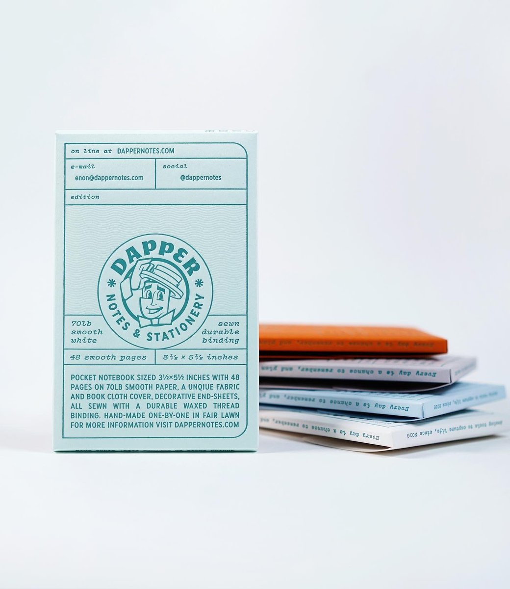 Dapper Notes (@dappernotes) on Twitter photo A closer look at the new notebook packaging.
Logo by <a href="/pstypelab/">pstl</a>
Mascot by <a href="/mannycartoon/">manny aguilera</a>
Letterpress printing by <a href="/mamassauce/">Mama's Sauce</a> A closer look at the new notebook packaging.
Logo by <a href="/pstypelab/">pstl</a>
Mascot by <a href="/mannycartoon/">manny aguilera</a>
Letterpress printing by <a href="/mamassauce/">Mama's Sauce</a>