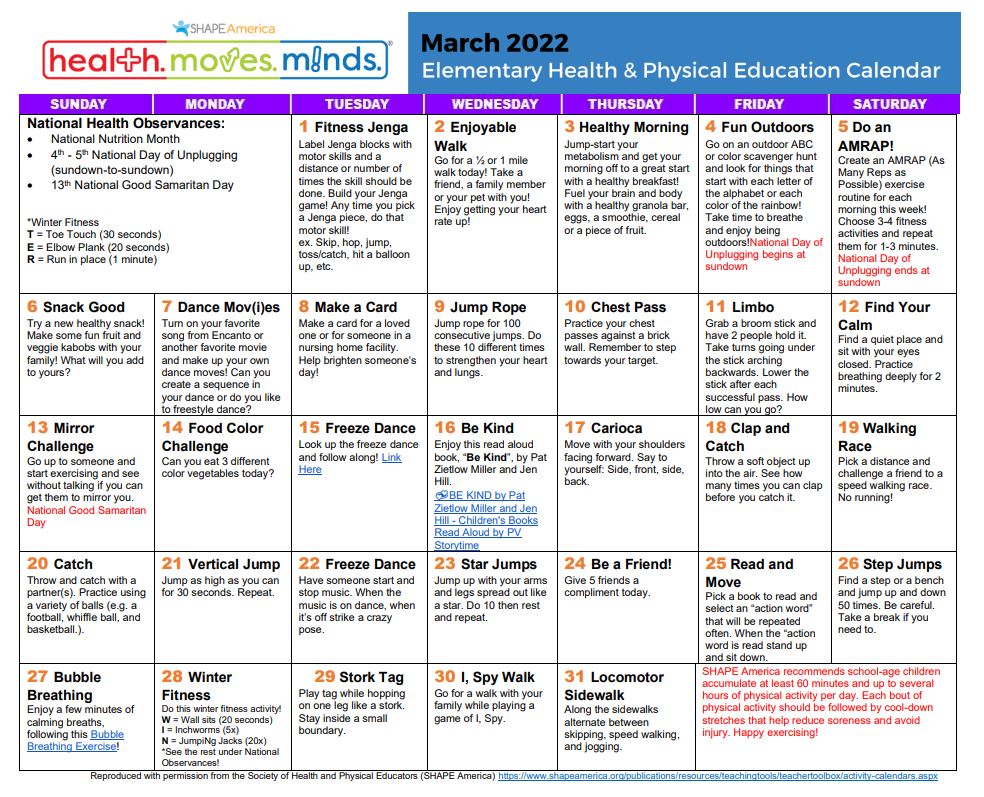 SHAPEAmerica's tweet image. Our March activity calendars are live‼️

👉bit.ly/2wkLxEY