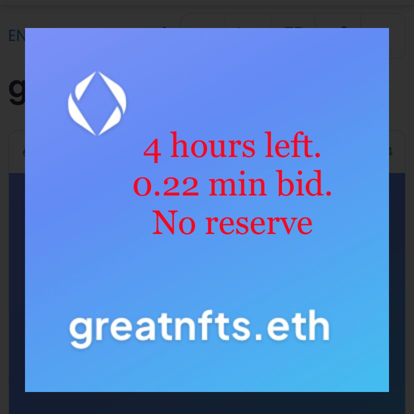 michael_hodosh's tweet photo. There will never again be an opportunity to grab this so low. Auction ends in 5 hours. Min bid is .22E https://t.co/e6r9SLfK9g #ens #ensdomains #NFTCommunity #nftcollectors, #nfts #nft #nftdomain #Domains #domainsforsale #domainnames #Metaverse https://t.co/ssYQwOvdQh