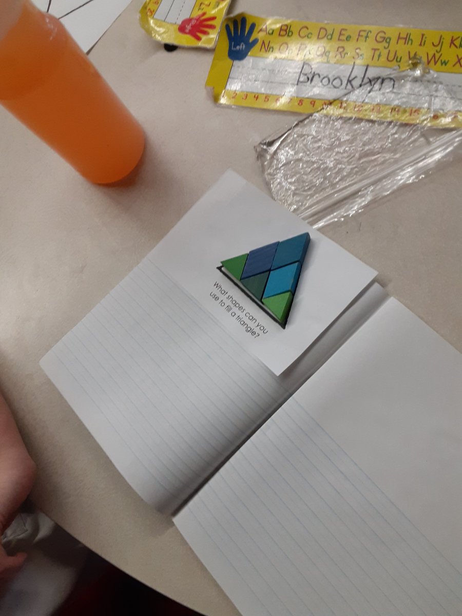 mrsbowesteaches's tweet photo. Students did fantastic with this weeks math journal question, What shapes can you use to fill a triangle? Can you believe all the different results! We are math rockstars. #mathjournal #thinkitthrough #openended https://t.co/Sc69C9WAMS