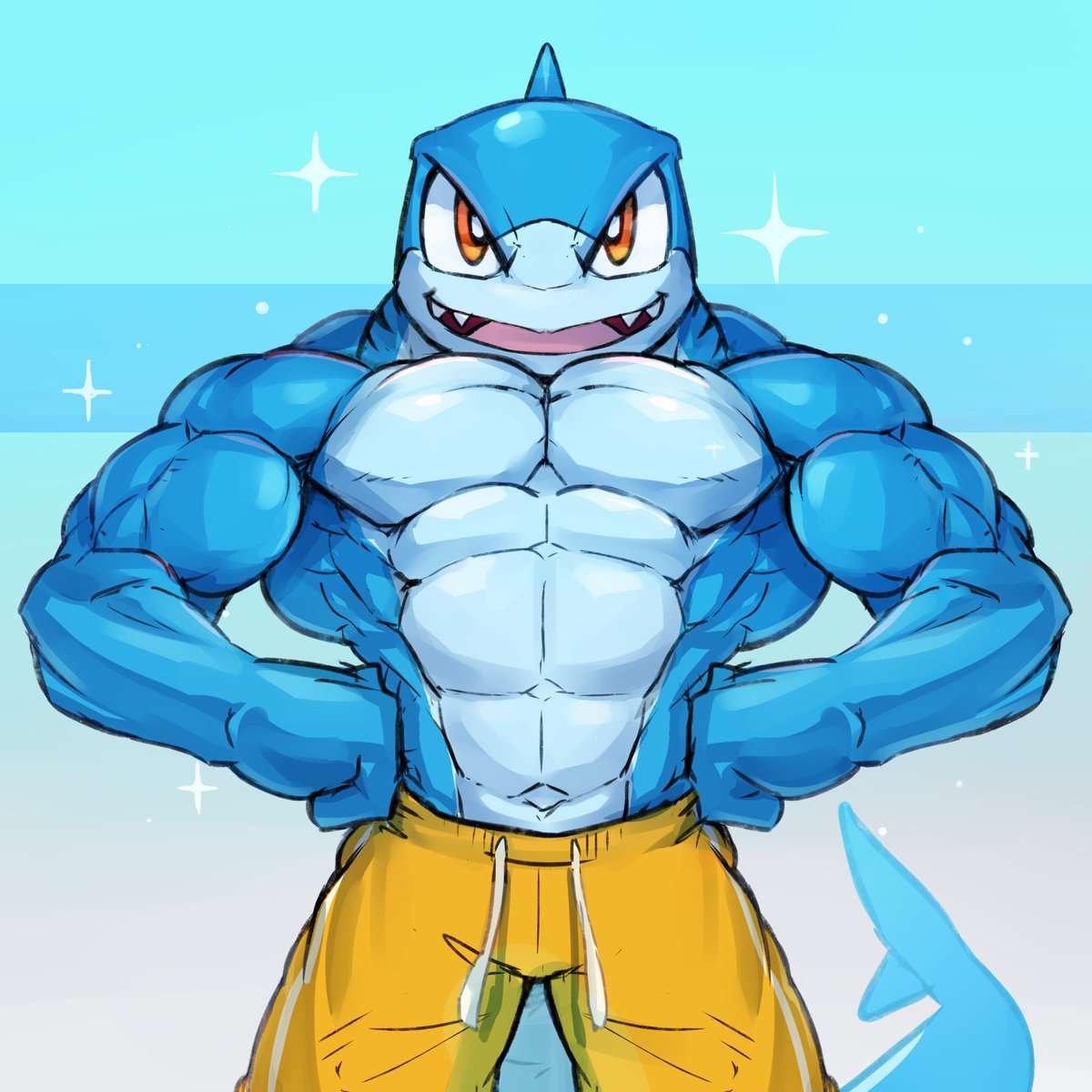 A buff mako shark. Character stolen/borrowed from @/sqshiijelly